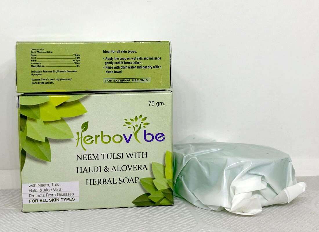 WhatsApp-Image-2024-10-09-at-11.34.21-AM-2-e1728984213621 Neem Tulsi With Haldi & Alovera Herbal Soap - Image 1